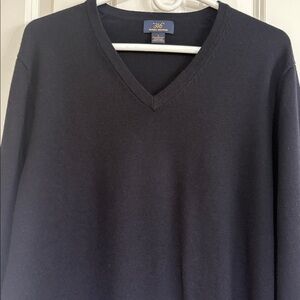 Brooks Brothers “346” Men's Navy Merino Wool Blend V-Neck Sweater. NWOT